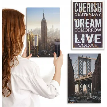 Obraz Vícedílný Obraz Na Plátně Set New York krajina citát 3x 20x30 cm
