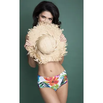 Dámské spodní prádlo Kalhotky Flori - Julimex Barva: bílá s květinovým vzorem, Velikost: XL