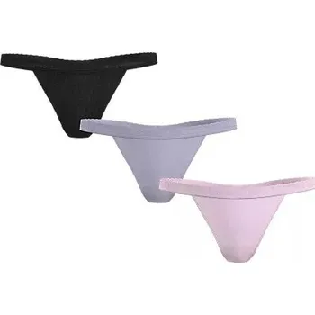 Kalhotky Dámská tanga 3Pack UW0UW05017 0V9 černé/fialové/sv. růžové - Tommy Hilfiger Velikost: L