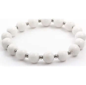 Náramek AGATO Minerální korálkový náramek z bílého jadeitu MINK31/17