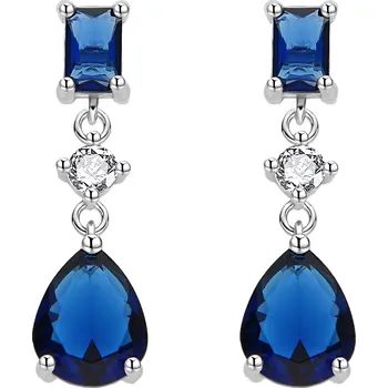 Náušnice AGATO Luxusní visací náušnice s modrými zirkony AGT-E152PBL