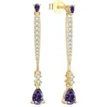 AGATO Pozlacené visací náušnice s fialovými zirkony AGUP3300F-GOLD