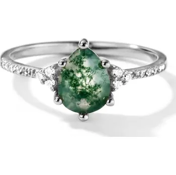 Prsten GRACE Silver Jewellery Luxusní stříbrný prsten MECHOVÝ ACHÁT - stříbro 925/1000 P-RG016479(1)-56/58 Stříbrná 56