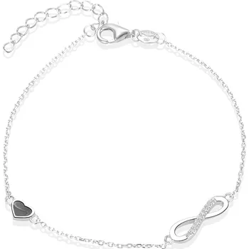 Náramek AGATO Stříbrný náramek s nekonečnem a srdíčkem AGB629/21