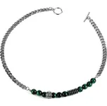 Daniel Dawson Pánský náhrdelník Max - zelené Tygří Oko, chirurgická ocel NH1293-0336/50 Zelená 50 cm