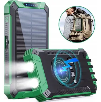 Powerbanka SOLÁRNÍ POWERBANKA 10000 mAh SE 4 KABELY A SVÍTILNOU