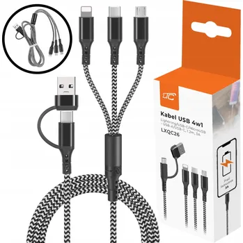 Datový kabel LTC KABEL 3v1 SUPERIOR USB-LIGHTING/USB-C/microUSB 1,2m 3A ČERNÝ #LXQC26