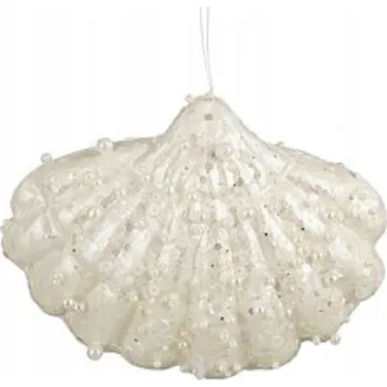 Obraz Vánoční Koule bílá mušle 13,5x10 cm