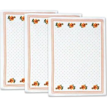 Utěrka Bavlněné utěrky 50x70 Růžičky oranžové 3ks