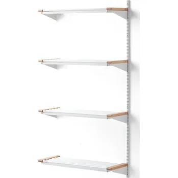 Věšák Regál na boty JEPPE, přídavná sekce, 4 police, 1790x900x300 mm, bříza/bílá