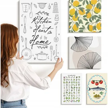 Obraz Vícedílný Obraz Na Plátně Sada Kuchyňské stylové inspirace 5 kusů