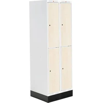 Šatní skříň Šatní skříňka ROZ, 2 sekce, 4 boxy, se soklem, 1890x600x550 mm, bříza