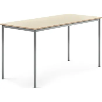 Jídelní stůl Stůl SONITUS, 1800x800x900 mm, stříbrné nohy, HPL deska tlumící hluk, bříza