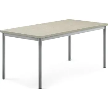 Jídelní stůl Stůl SONITUS, 1400x700x600 mm, stříbrné nohy, deska s linoleem, šedá