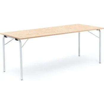 Jídelní stůl Skládací stůl NICKE, 1800x700x720 mm, stříbrný rám, béžové linoleum