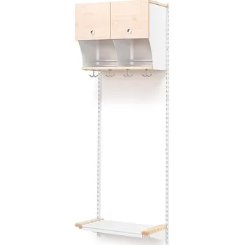 Věšák Šatní stěna JEPPE, 2 boxy, 1790x600x310 mm, bříza/bílá