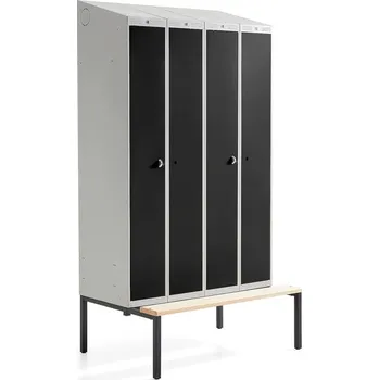 Šatní skříň Šatní skříňka CLASSIC COMBO, 2 sekce, 4 boxy, 2290x1200x550 mm, lavice, černé dveře