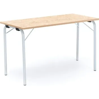 Jídelní stůl Skládací stůl NICKE, 1200x500x720 mm, stříbrný rám, béžové linoleum