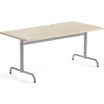 Jídelní stůl Stůl PLURAL, 1600x800x600 mm, akustická HPL deska, bříza, stříbrná