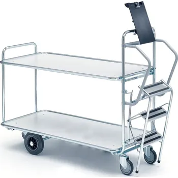 Vychystávací vozík COMMUTE, se schůdky, 1250x620 mm