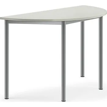 Jídelní stůl Stůl BORÅS, půlkruh, 1200x600x720 mm, stříbrné nohy, HPL deska, šedá