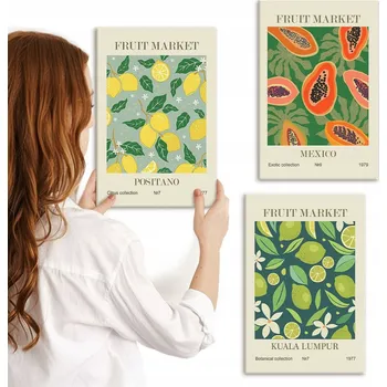 Obraz Sada obrazů na zeď Ovocné motivy citrónů a papáji 3x 20x30 cm