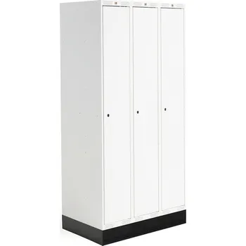 Šatní skříň Šatní skříňka ROZ, 3 sekce, se soklem, 1890x900x550 mm, bílá