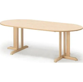 Jídelní stůl Stůl KUPOL, 2000x800x720 mm, oválný, akustické linoleum, bříza/béžová