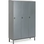 Šatní skříň CREATE SIGN, 3 sekce, 1985x1200x500 mm, tmavě šedá, vč. nohou
