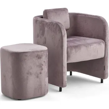 Křeslo Nábytková sestava COMFY, křeslo a taburet, samet, světle fialová