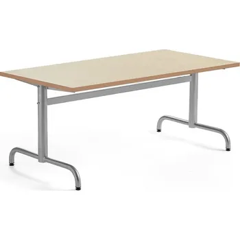 Jídelní stůl Stůl PLURAL, 1400x700x600 mm, linoleum, béžová, stříbrná