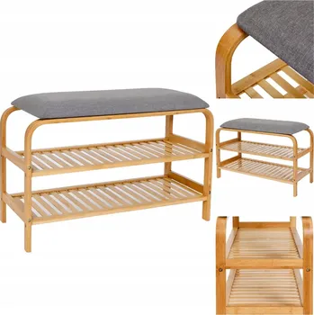 Botník Botník AD.CON dub přírodní se sedátkem, pro 4 páry bot, 90x30x50 cm