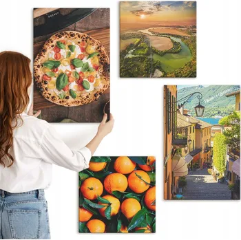 Obraz Sada obrazů na plátně: Italské řeky, kopce, ulice – 4 kusy