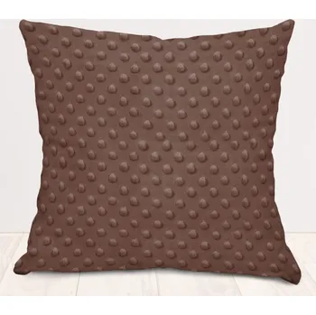 Povlak na polštářek Dětský povlak na polštář Minky TOP 3D puntíky MKP-052 Čokoládově hnědý 40 x 60 cm