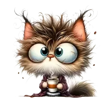 Nášivka Nažehlovací obrázek - kočka s kávou III (dva rozměry), Velikost: Malá