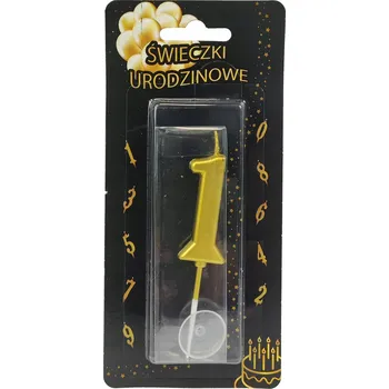 Dortová svíčka SVÍČKA ČÍSLICE "1" JEDNIČKA DEKORACE NA DORT ZLATÁ