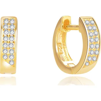 Náušnice AGATO Nadčasové pozlacené kruhové náušnice se zirkony AGUC2609-GOLD