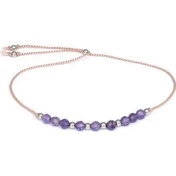 Náramek AGATO Šňůrkový náramek s korálky ametystu HE33R3S-LP