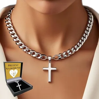 Řetízek GRUBY Řetízek z Krzyżykiem Srebrny pánský řetízek PANCR FULL Cross