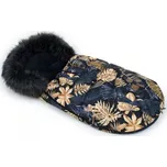 Mamo Tato Zimní fusak Lux s kožešinkou 50 x 100 cm Černý/zlatý, Listy