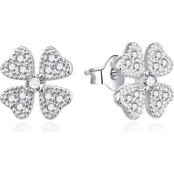 Náušnice AGATO Třpytivé stříbrné náušnice ve tvaru čtyřlístku AGT-E198PW