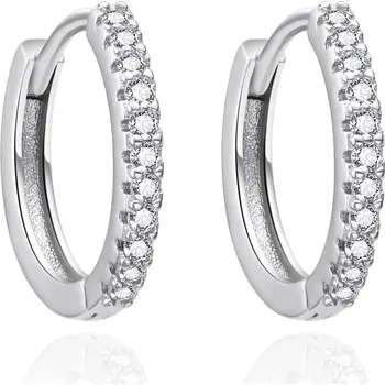 Náušnice AGATO Nestárnoucí stříbrné kruhy se zirkony AGT-E261KW