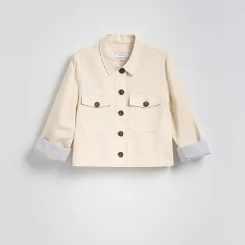 Reserved - Zkrácená bunda s vysokým podílem lnu - béžová - 0972P-08X - 0972P-08X-XS