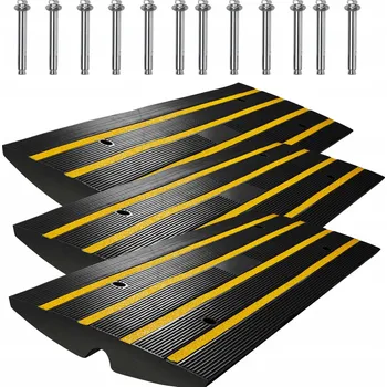 Vrták SucceBuy Nájezdová rampa prahová 3ks 122x40.5x6.5CM Nosnost 15T Rampa k obrubníku