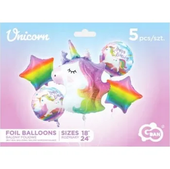 Balónek Fóliové balónky růžový Jednorožec barevné narozeniny