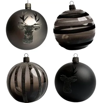 Vánoční ozdoba Koulier Skleněné vánoční ozdoby basic Nero - Nero jelení, 4 ks