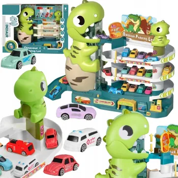 autíčko Třípatrová parkovací sada Auta Podložka Dinosauři Výtah Rampa Autíčka