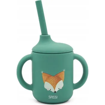 Silikonový hrneček s brčkem pro děti Liška SASSI