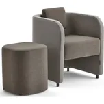 Nábytková sestava COMFY, křeslo a taburet, vlněný potah, písková/hnědá