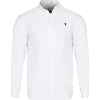 Pánská košile Pánská košile U.S. Polo Assn. bílá bavlněná s dlouhým rukávem, regular střih, velikost XL
